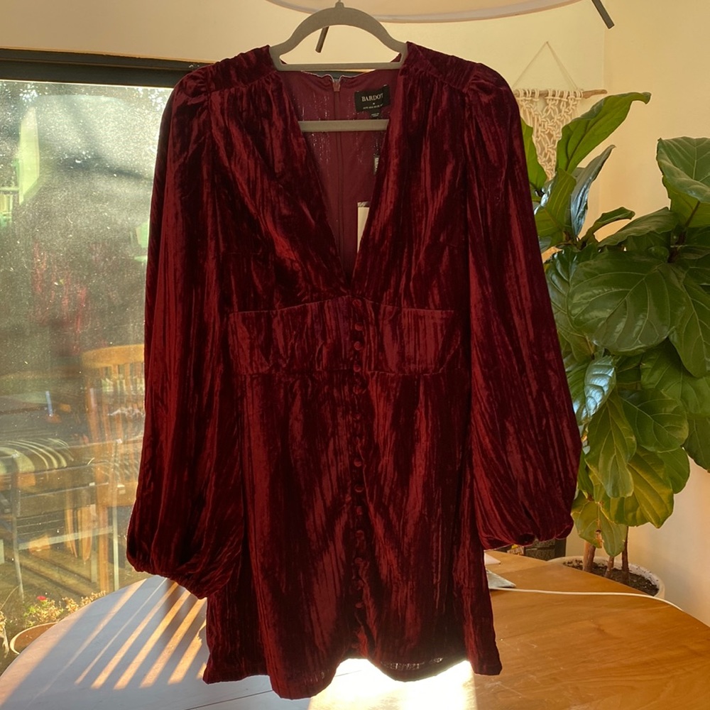 Crushed red velvet mid-thigh dress. Perfect for Valentine’s Day.